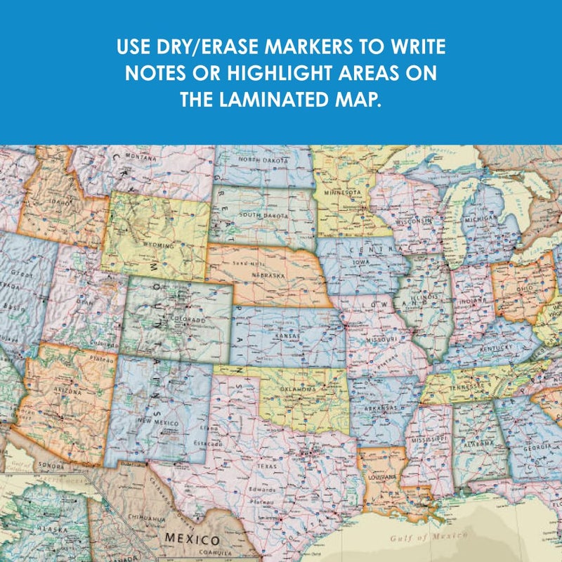 Waypoint Geographic Boardroom Series USA Wall Map, Antique-Style Laminated World Map Poster, Educational Wall Art For Home, Classroom, or Office, Unique Gifts, 24â€ x 36â€ - Image 4